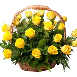 29 желтых роз в корзине «Радость»