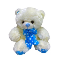 Мягкая игрушка Медведь с синим бантом в горошек